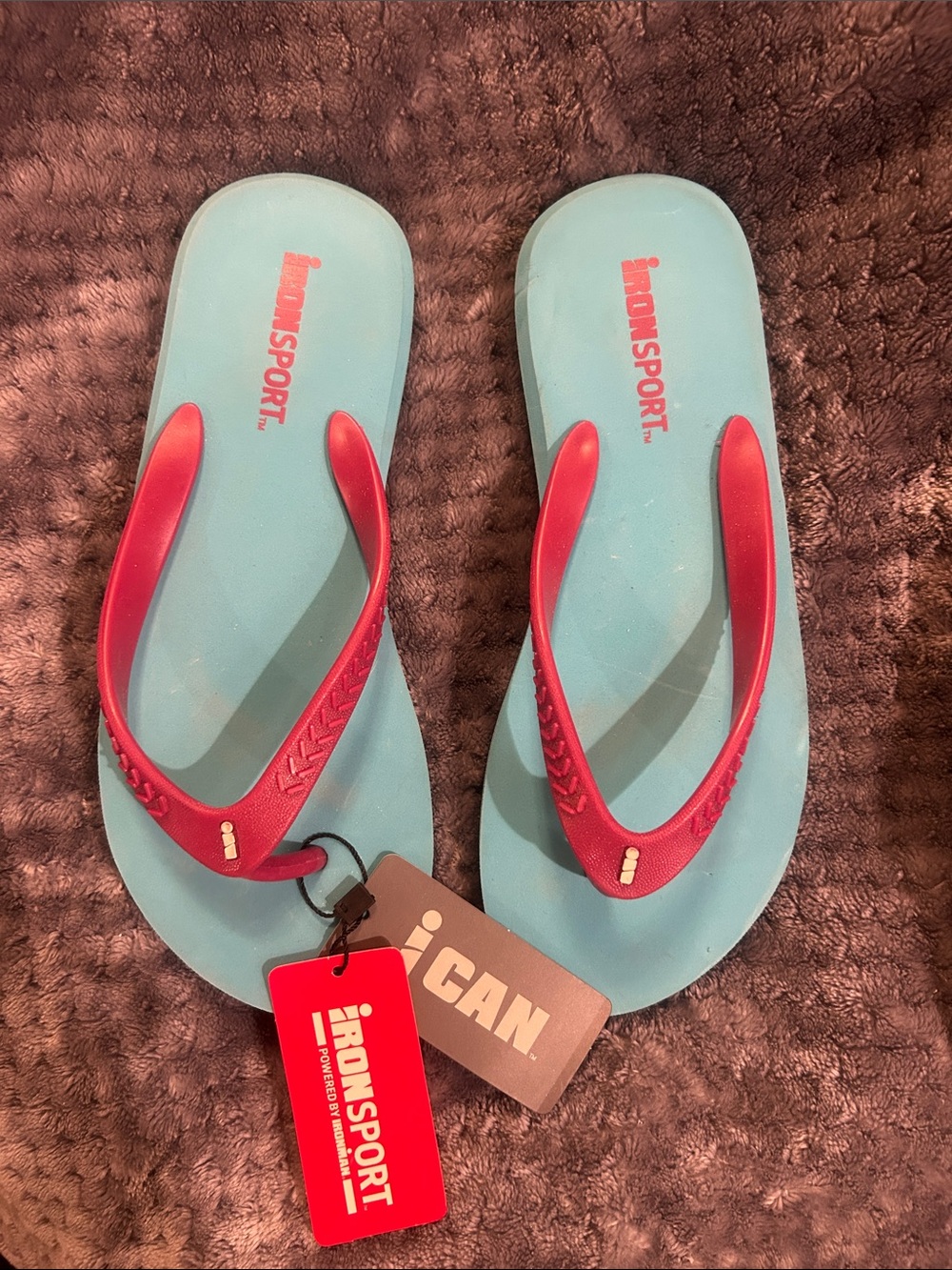 NWT Women’s Turquoise and Raspberry Ironman IronSport Flip Flops Sandals sz8 - Picture 2 of 9